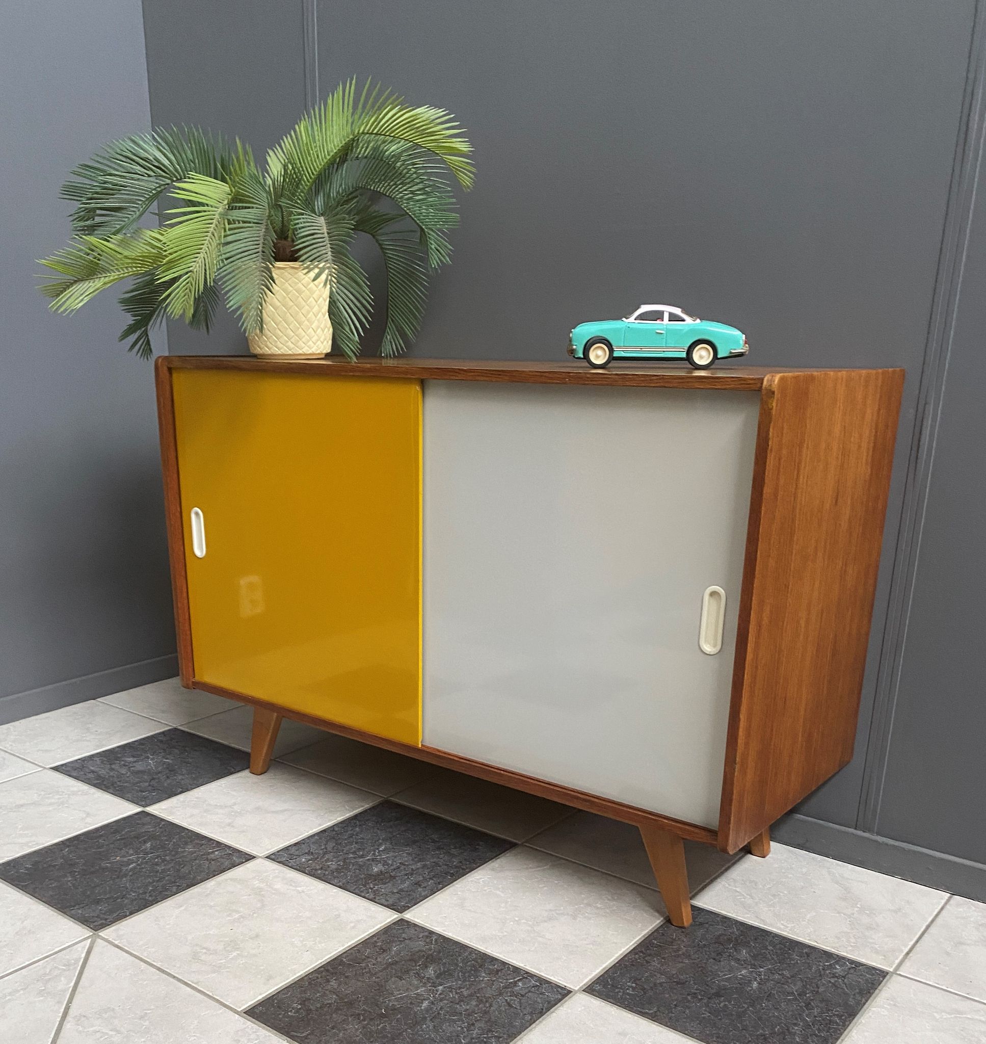 Jiri Jiroutek Yellow and White sideboard 1960s for Interier Praha