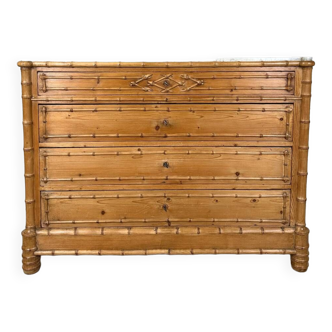 Faux bamboo style fir chest of drawers circa 1900