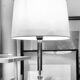 Silver-plated metal lamp base with crystal.