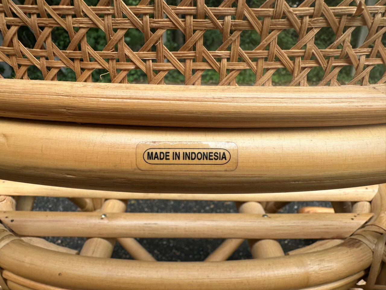 2 rattan and caned chairs in colonial bistro style from the 1990s.