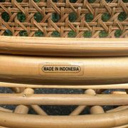 2 rattan and caned chairs in colonial bistro style from the 1990s.