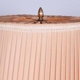 Restored Brass Art Deco Floor Lamp, France, Original Textile Shade, 1920s