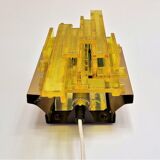 Yellow acrylic and metal wall lamp by Claus Bolby for Cebo Industri, Denmark 1960's