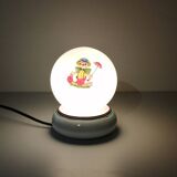 Lampe boule en opaline motif clown vintage 1960