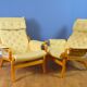 Mid Century Retro Danish Cream Leather Lounge Armchair (2 available) 1970s