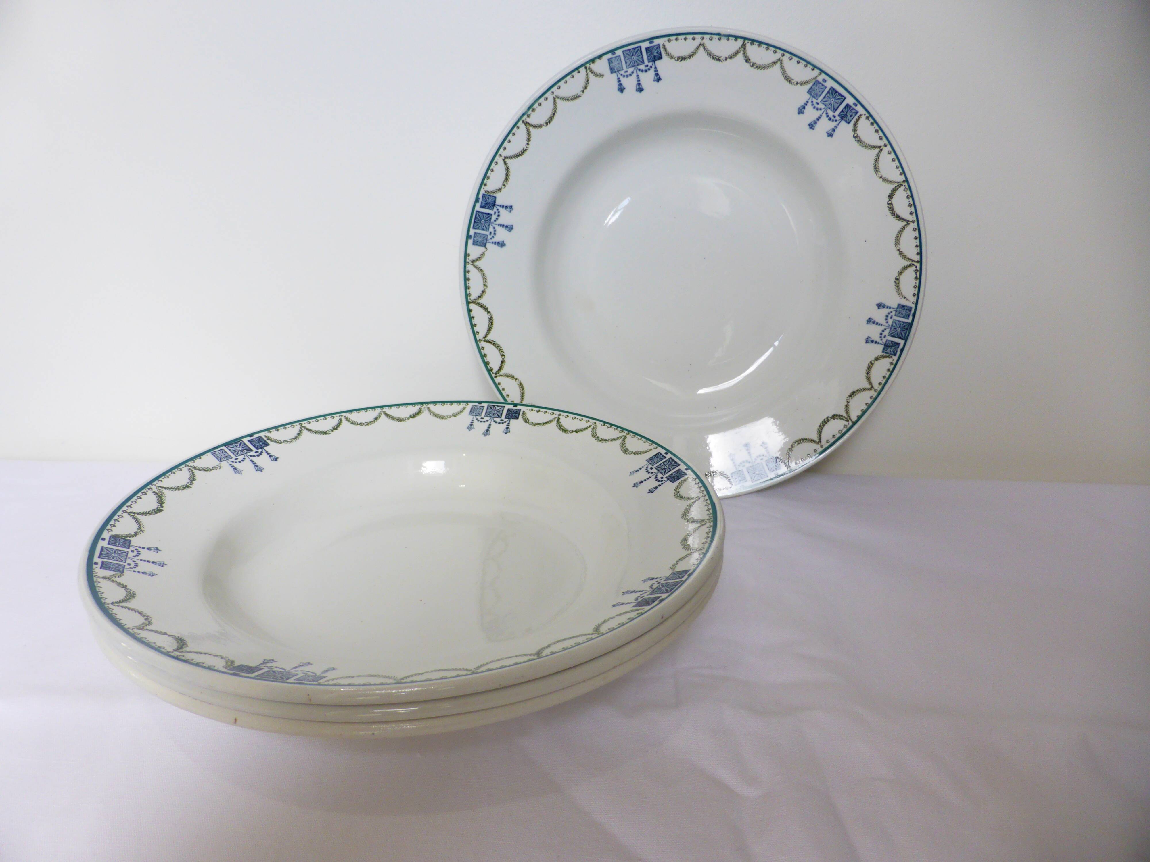 4 vintage deep plates from St Amand 220625