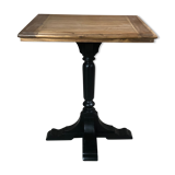 Bistro table in wood black foot and raw top