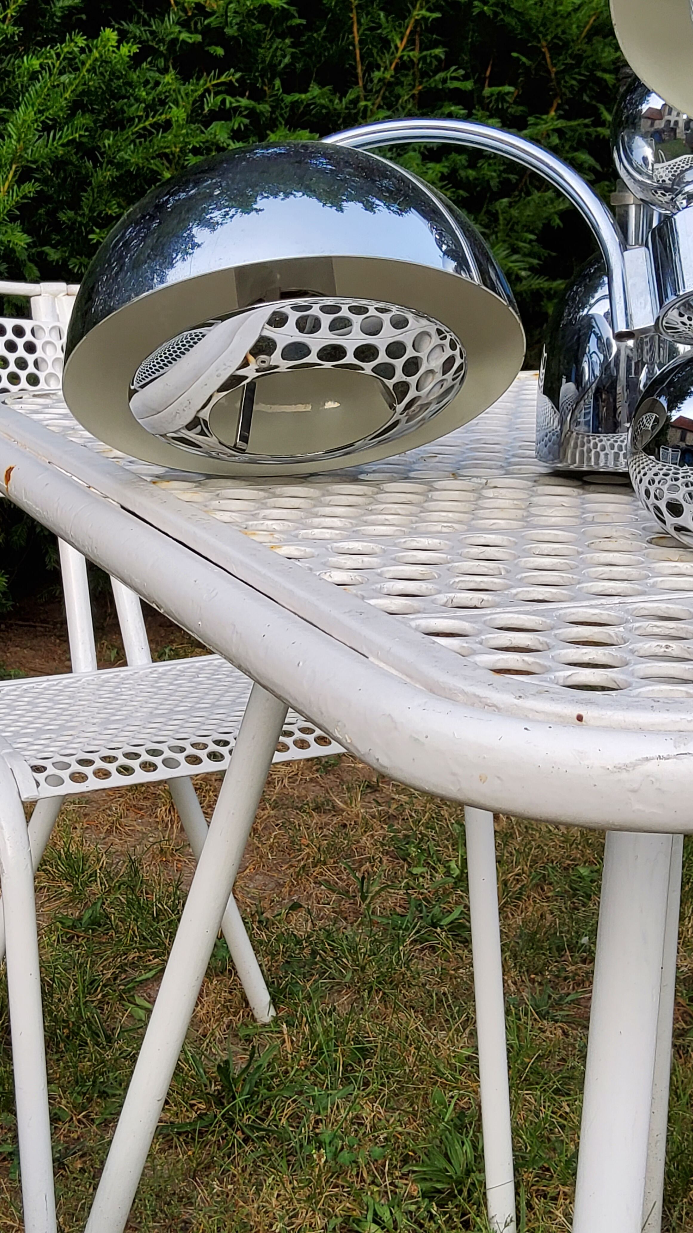 Italian design chandelier in chrome metal 3 lights Rolly 1973