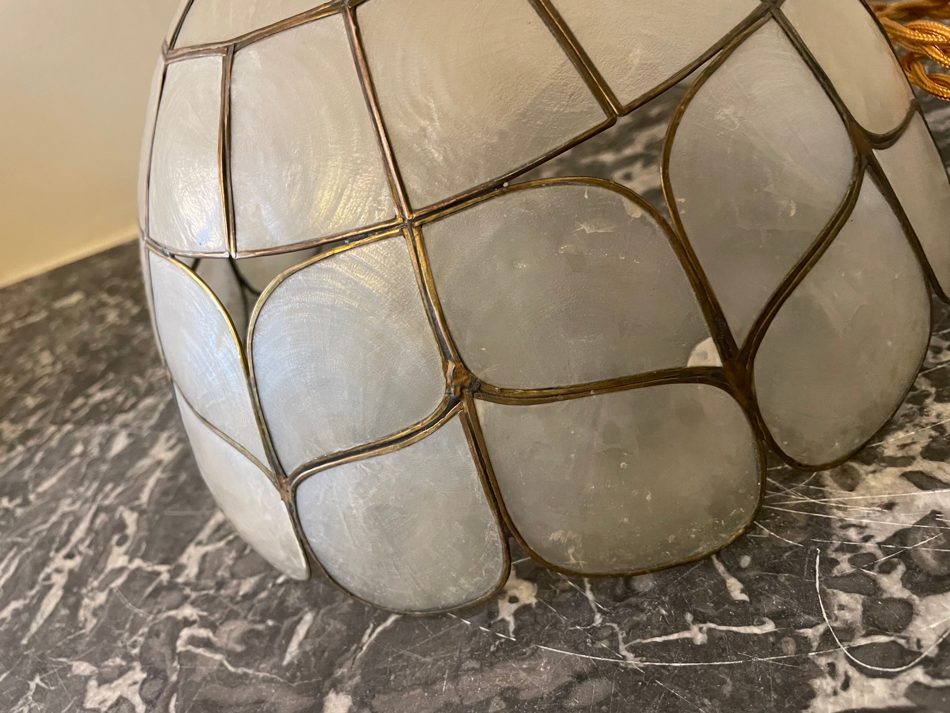 Suspension mother-of-pearl and brass diam 25 cm