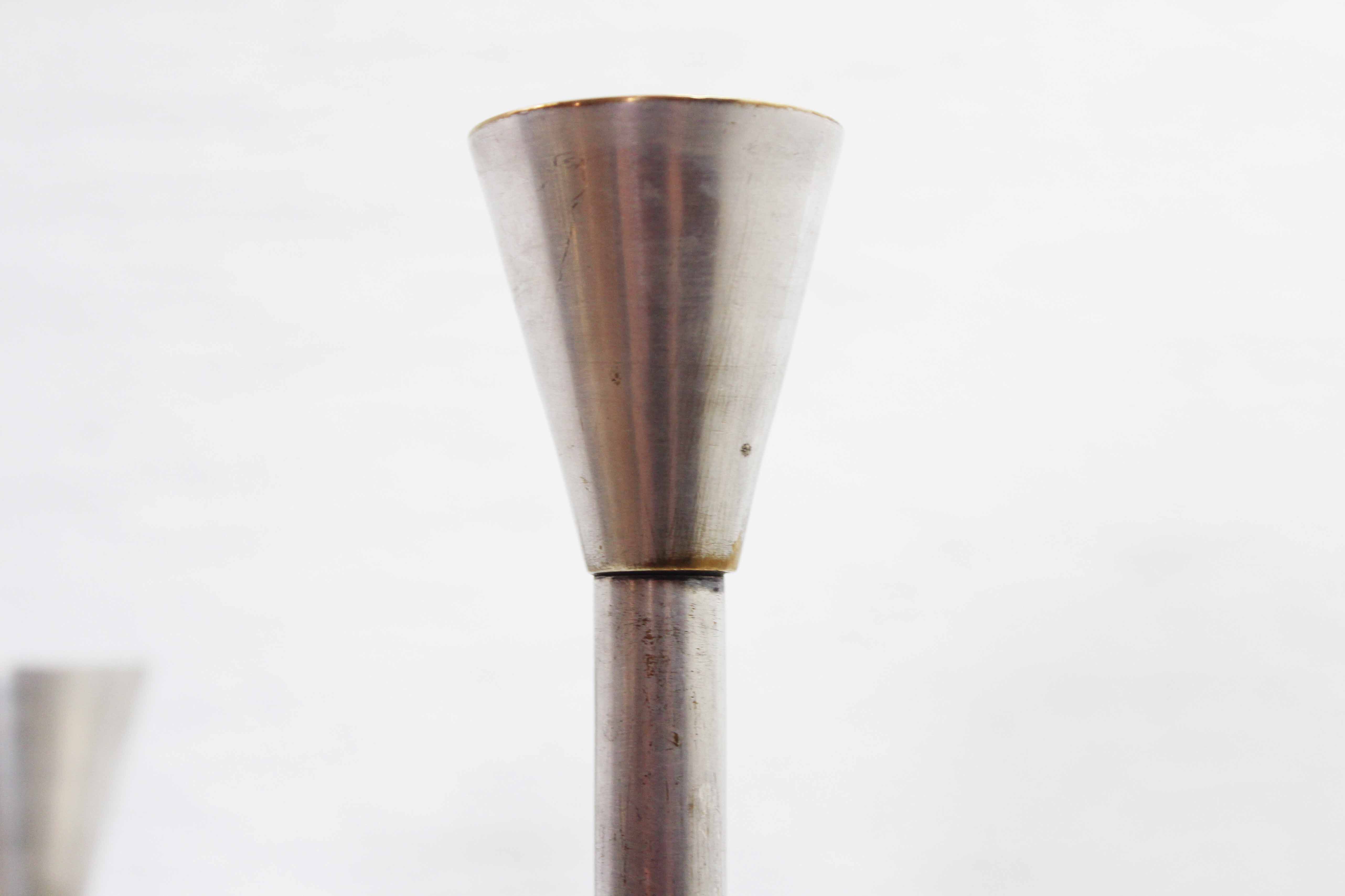 Set of 3 silver metal candle holders