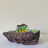 Enamelled lava stone ashtray