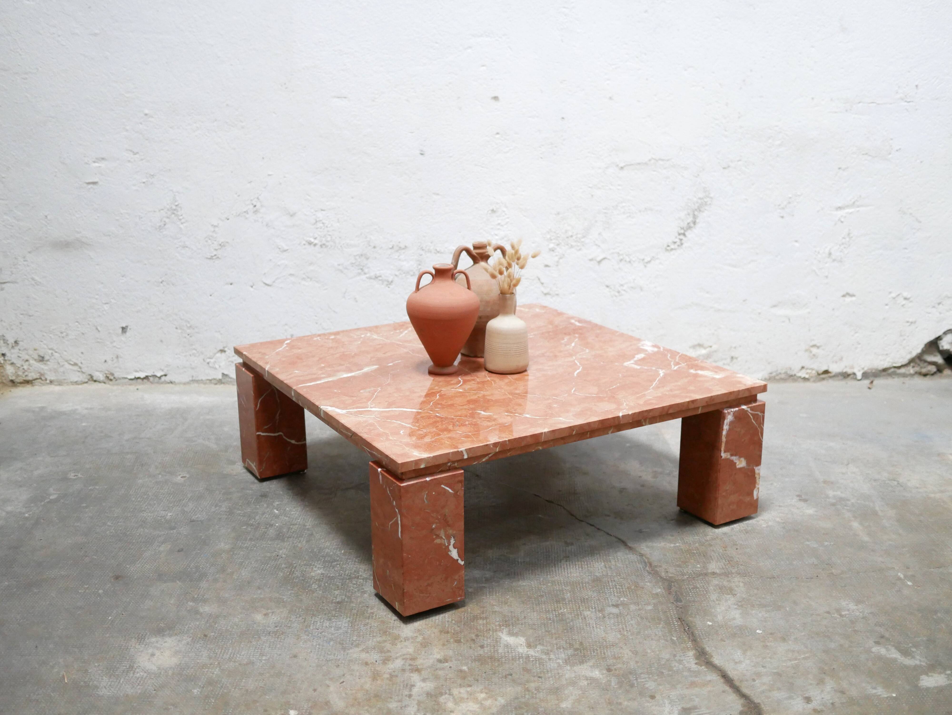 Vintage terracotta marble coffee table