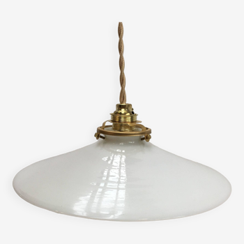 Vintage suspension lamp in white opaline