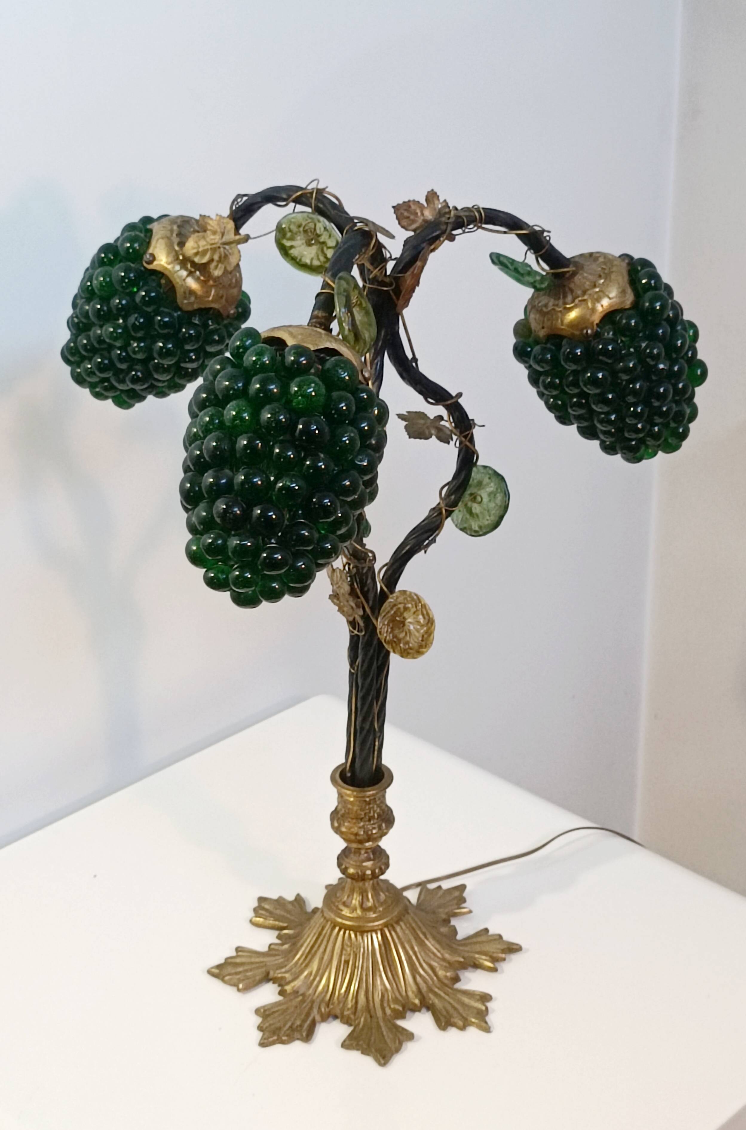 Lampe sculpturale Grappe de raisins verre de Murano 1960s
