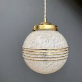Vintage white Clichy glass globe pendant light