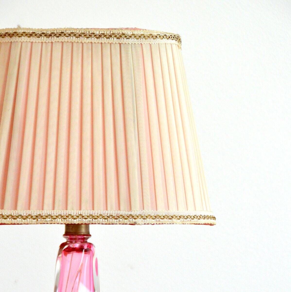 Val St-Lambert Belgium vintage crystal table lamp 1960s