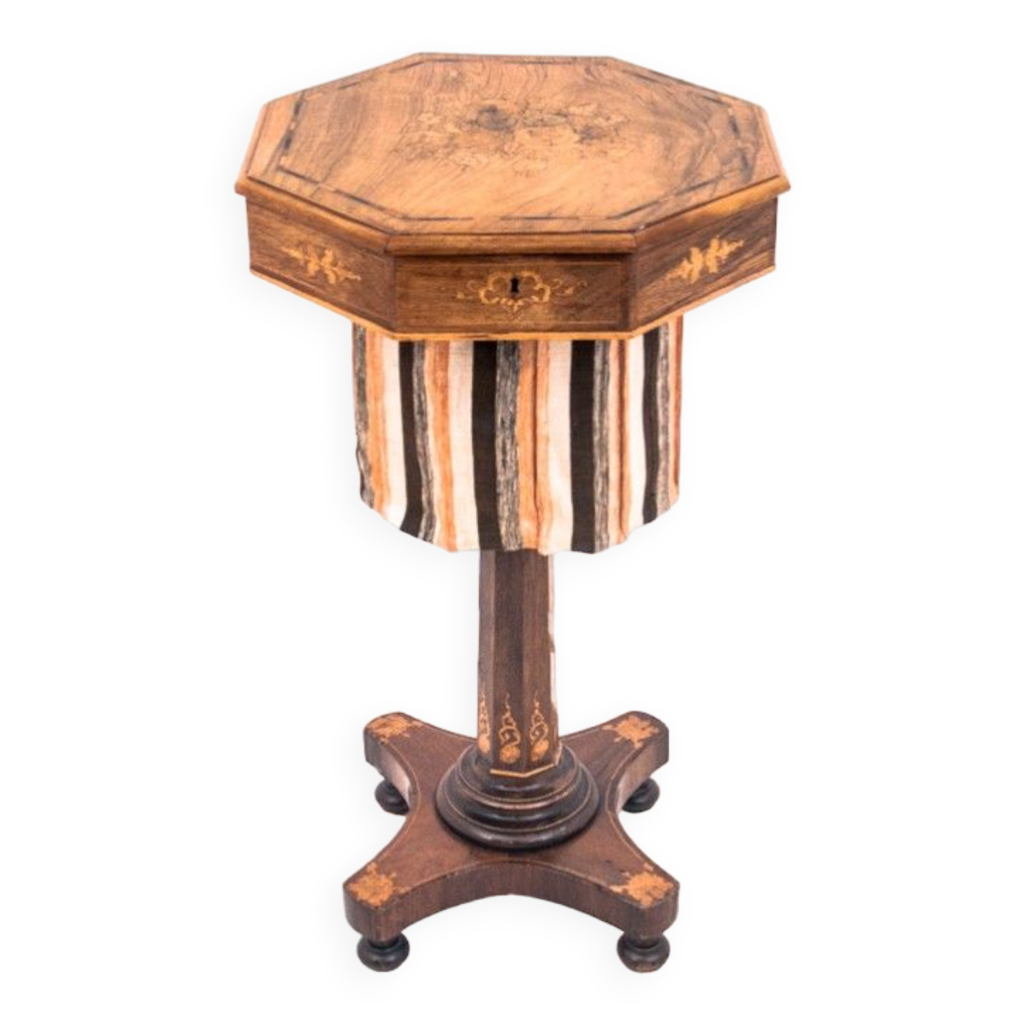 Antique thread table, Northern Europe, late 19th century.