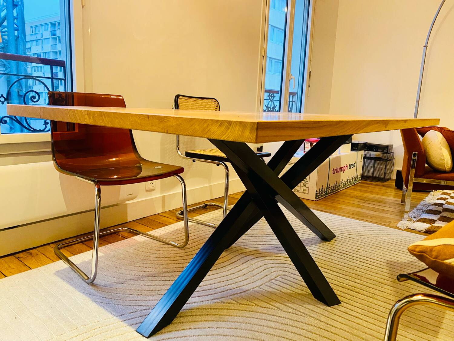 Magnificent oak table (solid/solid) 180x100 custom-made mikado legs