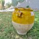 Vase, pot, jarre à huile en terre cuite vernissée jaune, fin 19ème