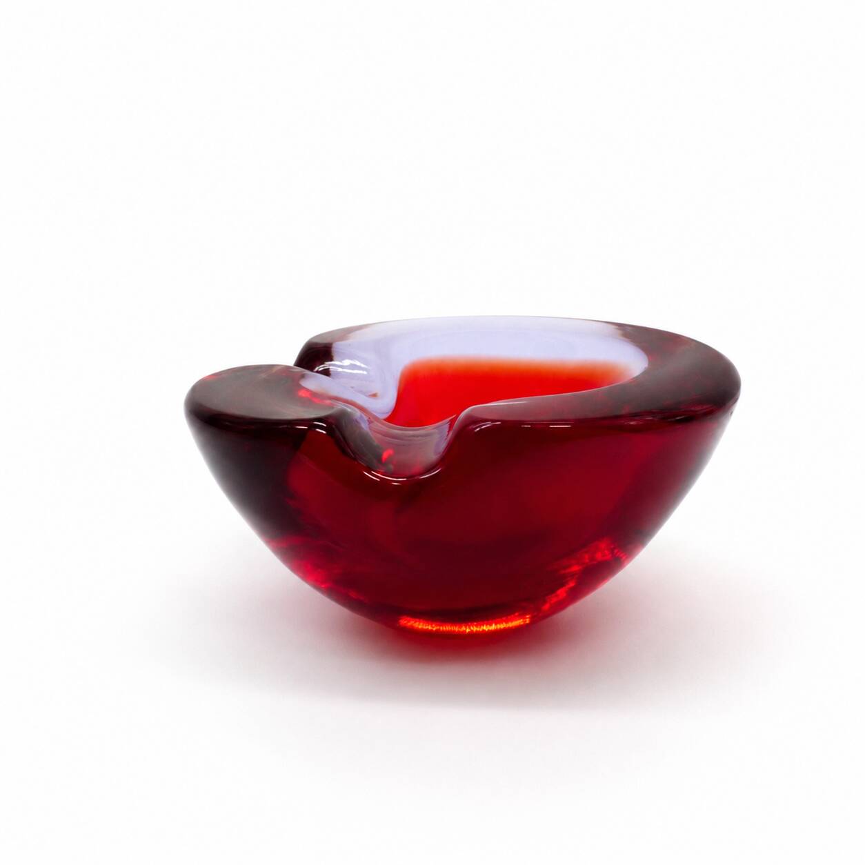Red Sommerso Murano glass ashtray and pocket tray Seguso Murano 1960