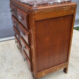 1930 Art Deco chest of drawers with recessed pink marble