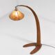 Italian wood arc floor lamp in rattan, 1970s