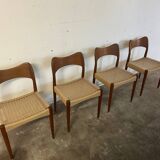4 Chaises Danoises en Teck et Cordage par Arne et Hovmand Olsen 1960
