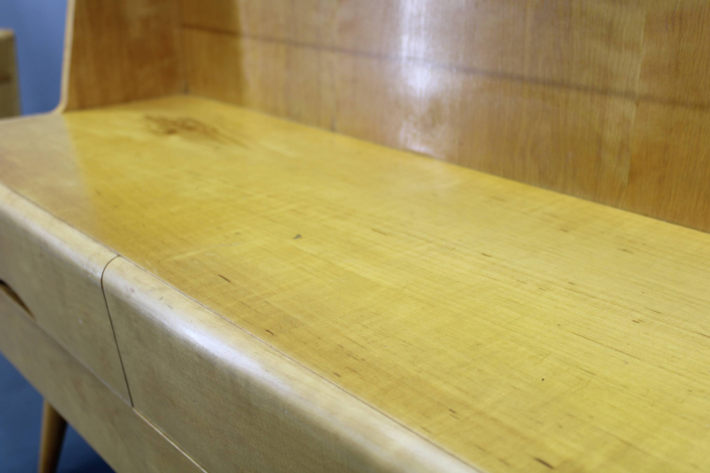 1960s Set of Night Stands and Chest of Drawers with Glass Shelf ,Czechoslov