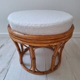 Rattan and terry fabric pouf