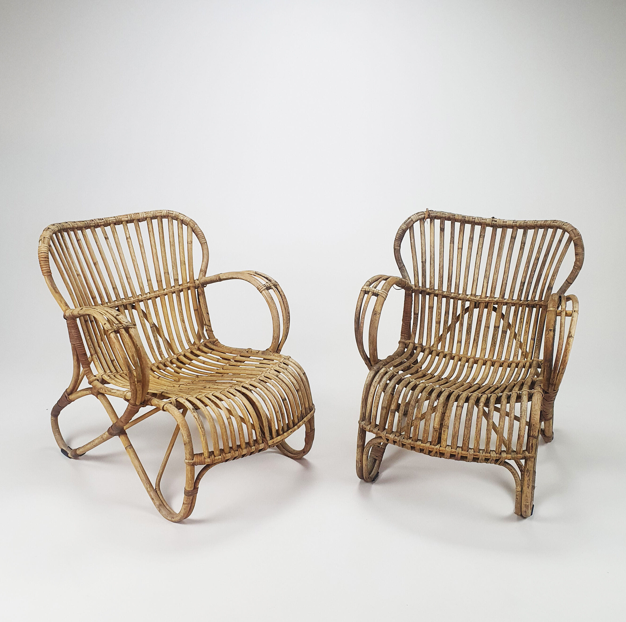 Set of Two Midcentury Rattan Armchairs, 1960s