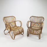 Set of Two Midcentury Rattan Armchairs, 1960s