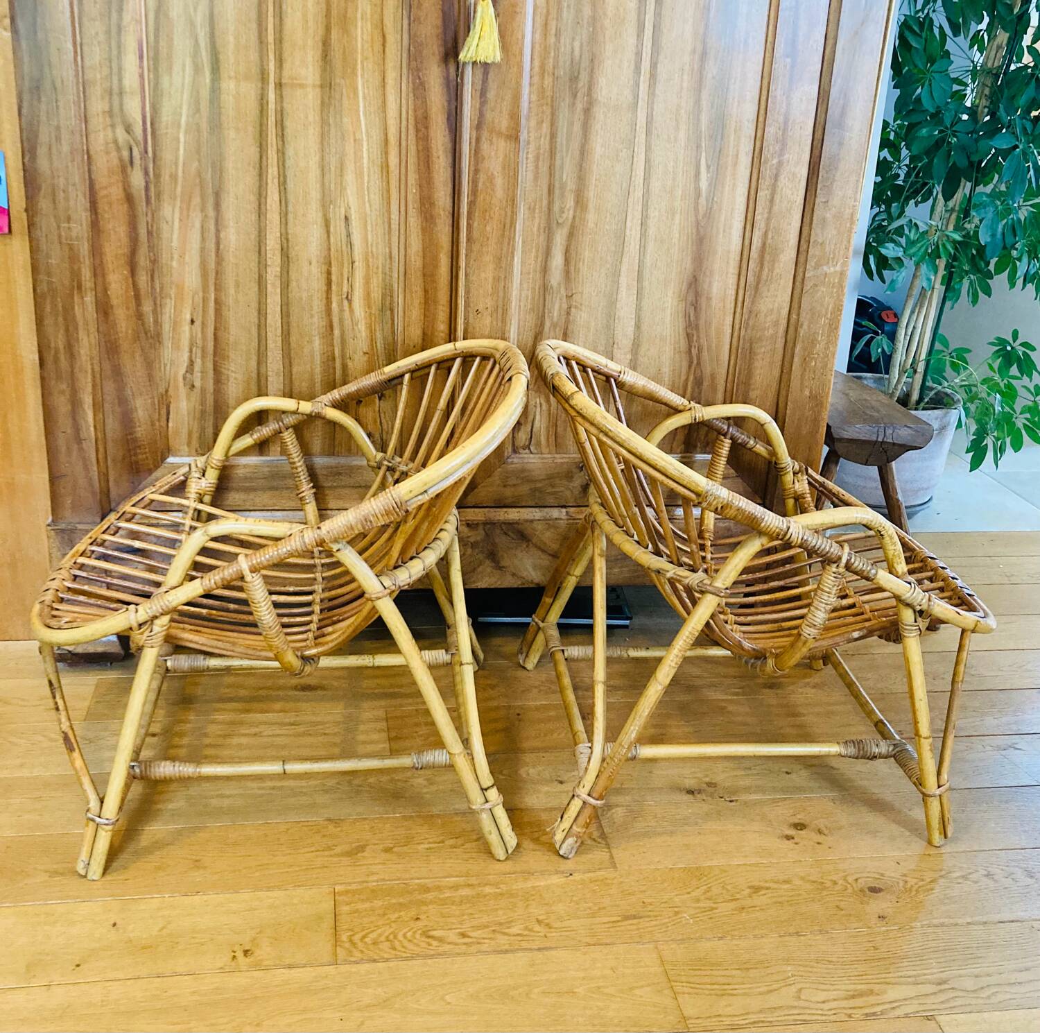Mid-20th century rattan lounge for garden, terrace, veranda, etc.