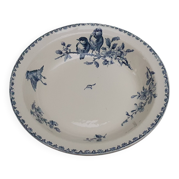 Plat creux rond ''Favori'' Sarreguemines bleu
