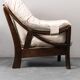 Fauteuil en tissu beige 70s vintage moderne