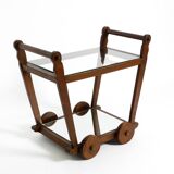 Beautiful, unique 1930s tea trolley bar cart made of solid oak wood