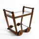 Beautiful, unique 1930s tea trolley bar cart made of solid oak wood