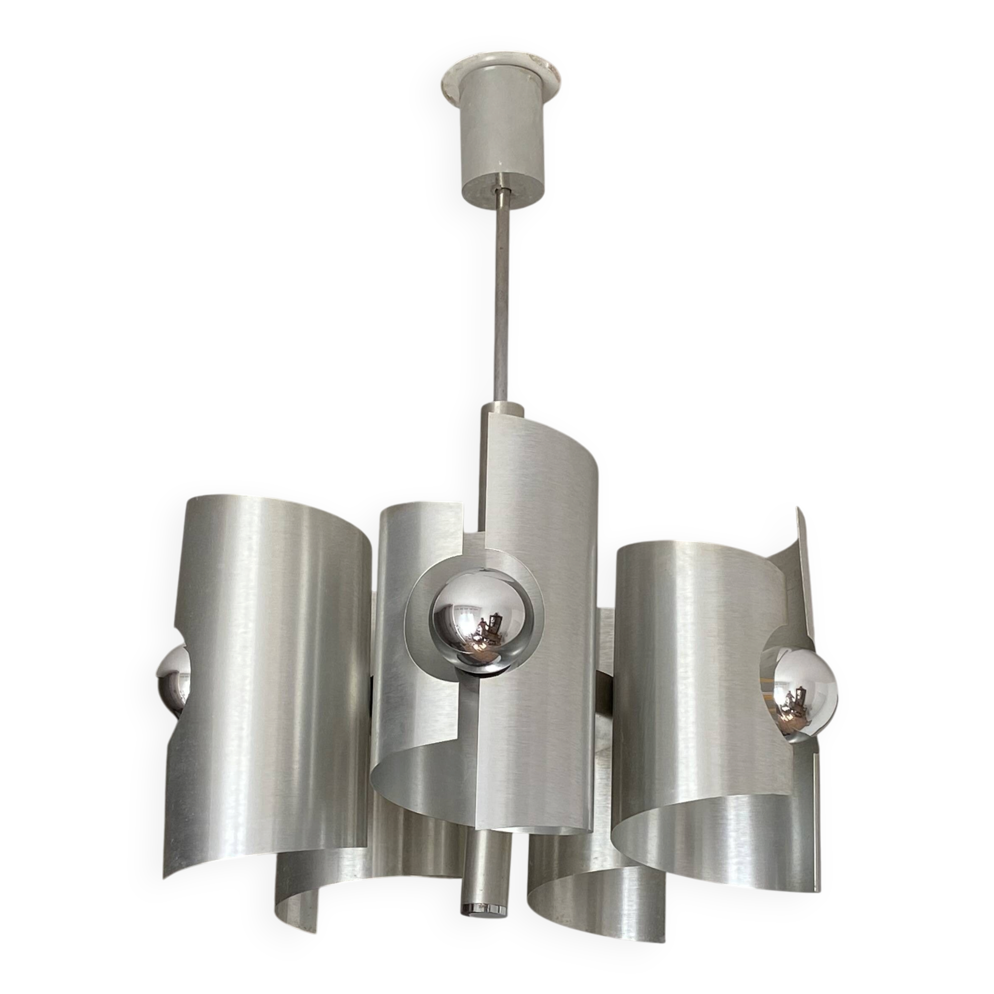 Lustre Polam Bielsko. 1970. Space age. Inox Brossé.