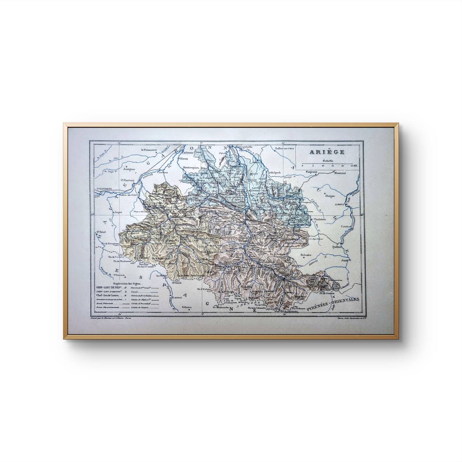 Imprimée en 1889, l'Ariège, Occitanie.