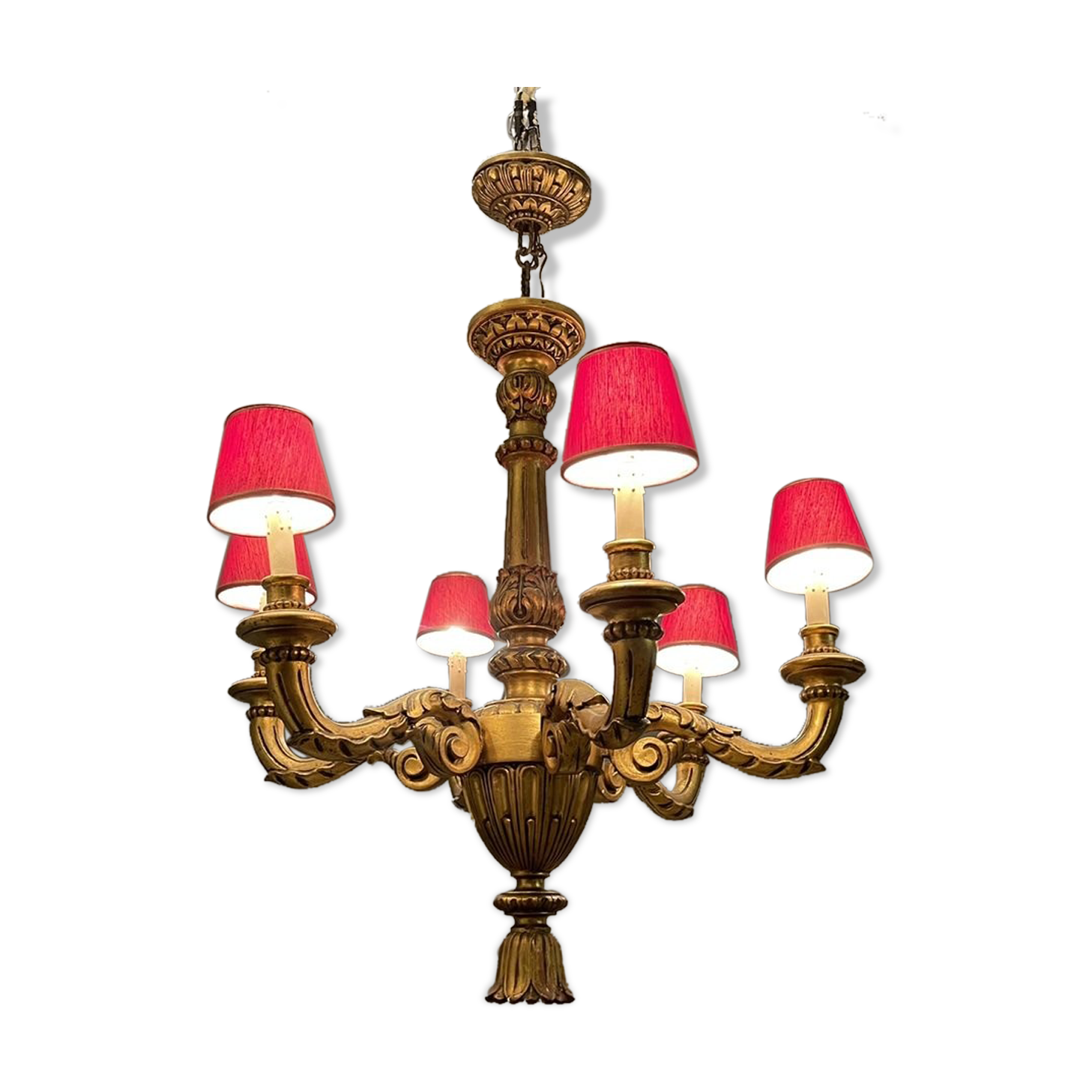 Lustre en bois doré doré