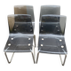 Set of 4 vintage chrome metal and plexiglass chairs