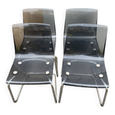Set of 4 vintage chrome metal and plexiglass chairs