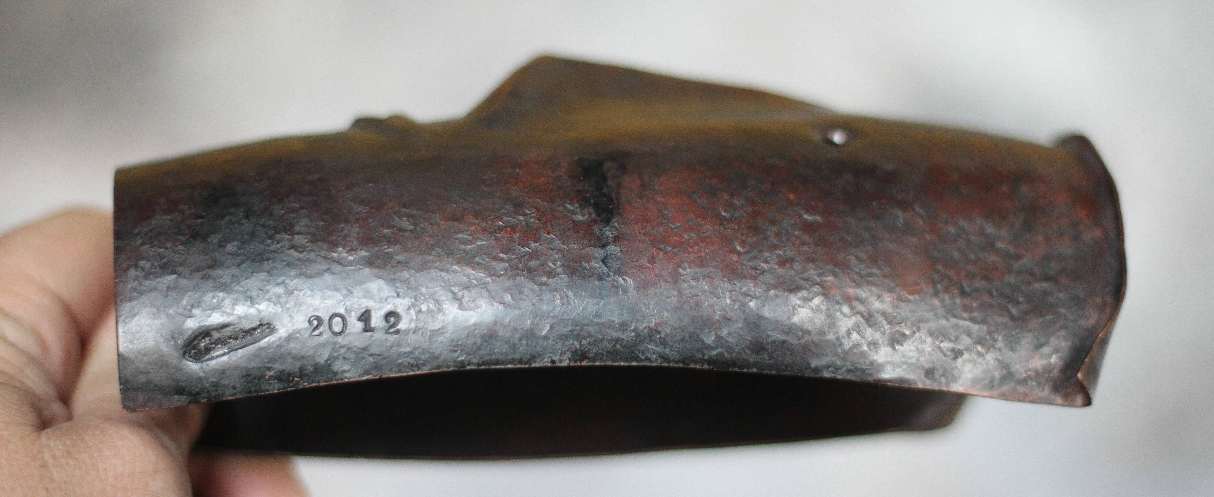 Copper sculpture signed Beaucousin Gérard, face-shaped sculpture, collection.