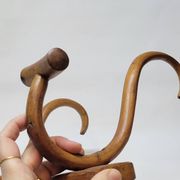 Double Patère bistrot Porte Manteau en bois courbé début XXème