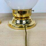 Pair of Mazzega Murano Hollywood Regency gold lamps