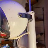 60s eyeball chandelier, 3 white globes, Aluminor