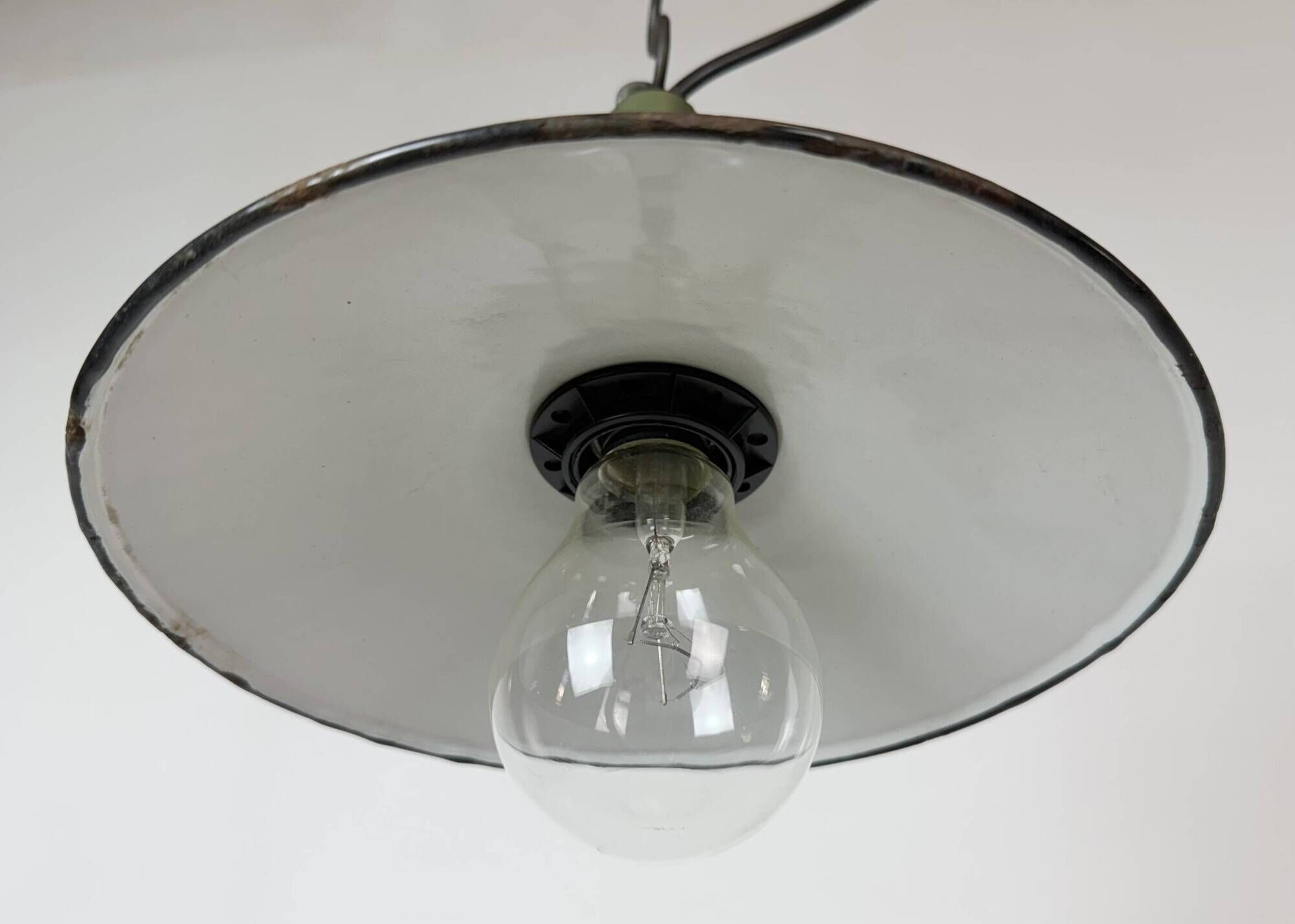Industrial Petrol Enamel Military Pendant Lamp with Cast Aluminium Top