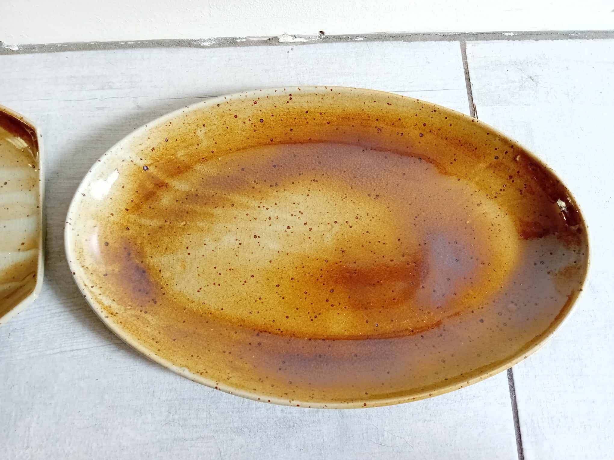 Asparagus dish in glazed stoneware signed osul