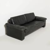 Cor Conseta black leather 3 seater sofa, Germany, 1970s