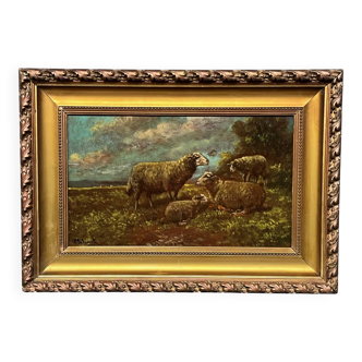 Paul Schouten (1860–1922). Original painting signed "Sheep". Oil on panel.