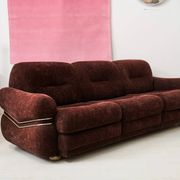 Brown velvet and chrome sofa, designed by Adriano Piazzesi, Italy, 1980s.
